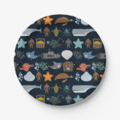 Patroon van oceaanbewoners papieren bordje (Voorkant)