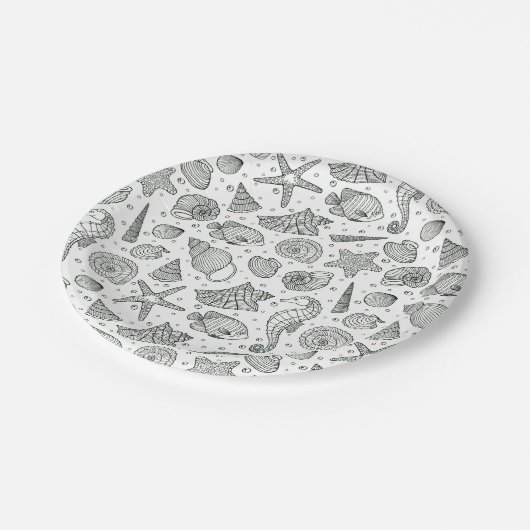 Patroon van oceaanbewoners papieren bordje (Gekanteld)