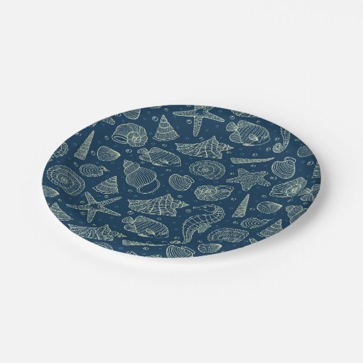 Patroon van oceaanbewoners papieren bordje (Gekanteld)