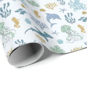 Patroon van oceaandieren cadeaupapier (Rol Hoek)