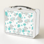 Patroon van olifanten, luifantenblauw - grijs (Voorkant)