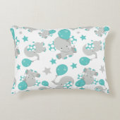 Patroon van olifanten, luifantenblauw - grijs accent kussen (Voorkant)