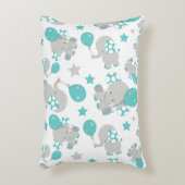 Patroon van olifanten, luifantenblauw - grijs accent kussen (Voorkant(Verticaal))