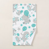 Patroon van olifanten, luifantenblauw - grijs bad handdoek (Handdoek)