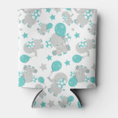 Patroon van olifanten, luifantenblauw - grijs blikjeskoeler (Voorkant)