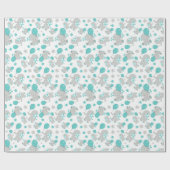 Patroon van olifanten, luifantenblauw - grijs cadeaupapier (Vlak)