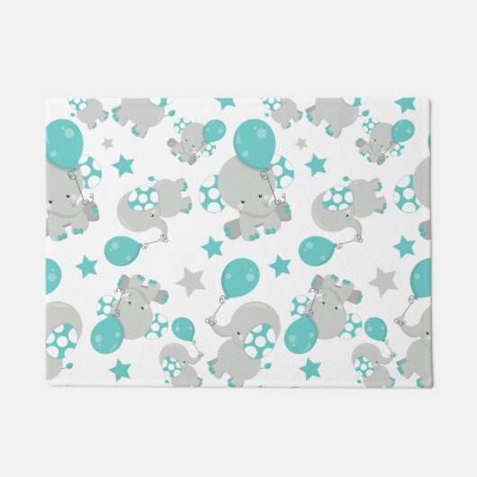 Patroon van olifanten, luifantenblauw - grijs deurmat (Voorkant)