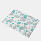 Patroon van olifanten, luifantenblauw - grijs deurmat (Schuin)