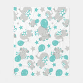 Patroon van olifanten, luifantenblauw - grijs fleece deken (Voorkant)