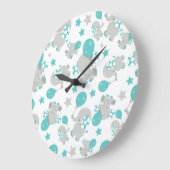 Patroon van olifanten, luifantenblauw - grijs grote klok (Hoek)