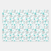 Patroon van olifanten, luifantenblauw - grijs inpakpapier vel (Voorkant 2)