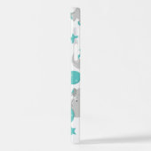 Patroon van olifanten, luifantenblauw - grijs iPhone hoesje (Linkerkant)