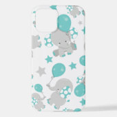 Patroon van olifanten, luifantenblauw - grijs iPhone hoesje (Achterkant)