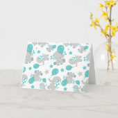 Patroon van olifanten, luifantenblauw - grijs kaart (Gele Bloem)