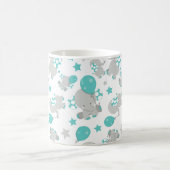 Patroon van olifanten, luifantenblauw - grijs koffiemok (Center)