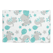 Patroon van olifanten, luifantenblauw - grijs kussensloop (Achterkant)
