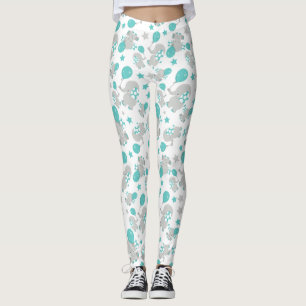 Patroon van olifanten, luifantenblauw - grijs leggings