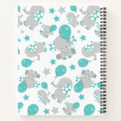 Patroon van olifanten, luifantenblauw - grijs notitieboek (Achterkant)