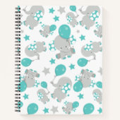 Patroon van olifanten, luifantenblauw - grijs notitieboek (Voorkant)