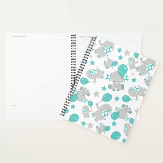 Patroon van olifanten, luifantenblauw - grijs planner (Display)