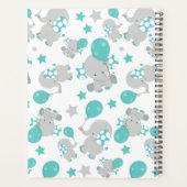 Patroon van olifanten, luifantenblauw - grijs planner (Achterkant)