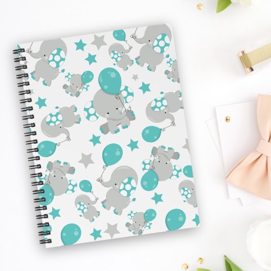Patroon van olifanten, luifantenblauw - grijs planner