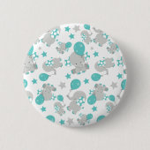 Patroon van olifanten, luifantenblauw - grijs ronde button 5,7 cm (Voorkant)