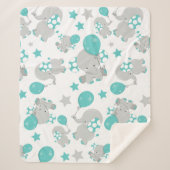 Patroon van olifanten, luifantenblauw - grijs sherpa deken (Voorkant)