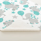 Patroon van olifanten, luifantenblauw - grijs sherpa deken (3/4)