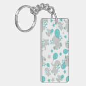 Patroon van olifanten, luifantenblauw - grijs sleutelhanger (Voorkant Links)