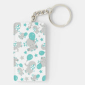 Patroon van olifanten, luifantenblauw - grijs sleutelhanger (achterkant)