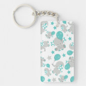 Patroon van olifanten, luifantenblauw - grijs sleutelhanger (Voorkant)
