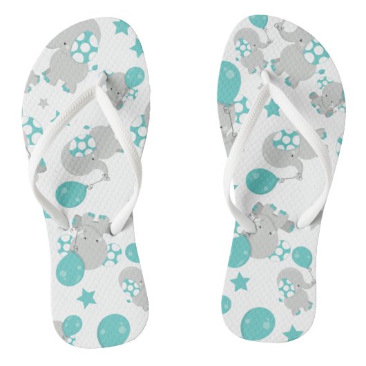 Patroon van olifanten, luifantenblauw - grijs teenslippers (Voetbed)