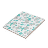 Patroon van olifanten, luifantenblauw - grijs tegeltje (Zijkant)