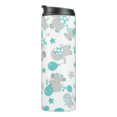 Patroon van olifanten, luifantenblauw - grijs thermosbeker (Geroteerd rechts)