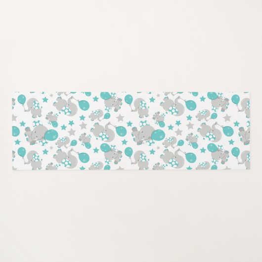 Patroon van olifanten, luifantenblauw - grijs yogamat (Achterkant (horizontaal))