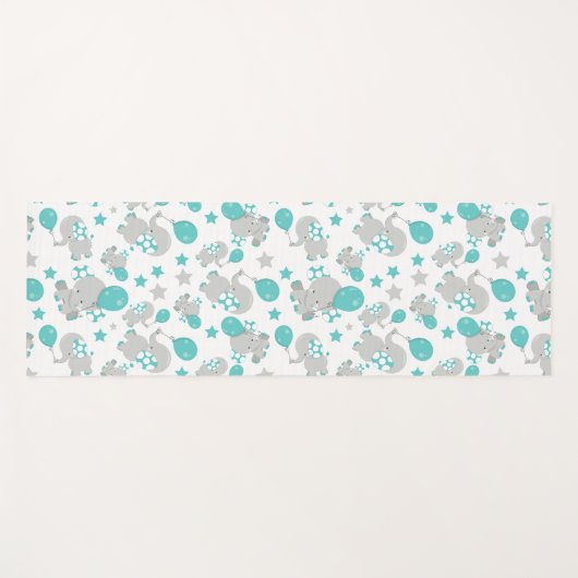 Patroon van olifanten, luifantenblauw - grijs yogamat (Voorkant (horizontaal))