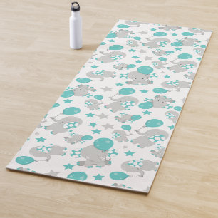 Patroon van olifanten, luifantenblauw - grijs yogamat