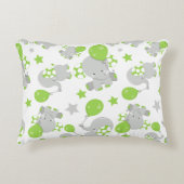 Patroon van olifanten, luifantennepalen - groen gr accent kussen (Voorkant)