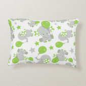 Patroon van olifanten, luifantennepalen - groen gr accent kussen (Achterkant)