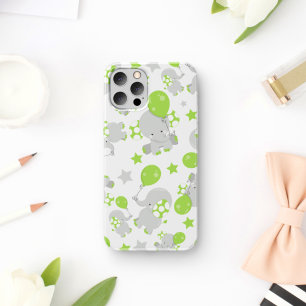 Patroon van olifanten, luifantennepalen - groen gr Case-Mate iPhone case