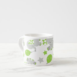 Patroon van olifanten, luifantennepalen - groen gr espresso kop