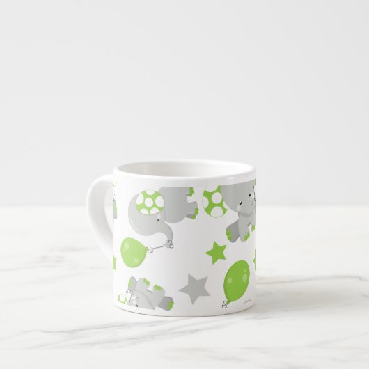 Patroon van olifanten, luifantennepalen - groen gr espresso kop (Links)