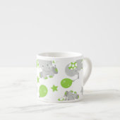 Patroon van olifanten, luifantennepalen - groen gr espresso kop (Voorkant rechts)