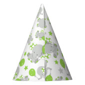 Patroon van olifanten, luifantennepalen - groen gr feesthoedjes (Achterkant)