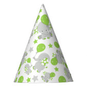 Patroon van olifanten, luifantennepalen - groen gr feesthoedjes (Voorkant)