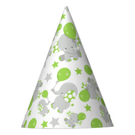 Patroon van olifanten, luifantennepalen - groen gr feesthoedjes