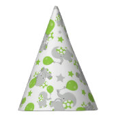 Patroon van olifanten, luifantennepalen - groen gr feesthoedjes (Rechts)