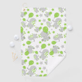 Patroon van olifanten, luifantennepalen - groen gr golfhanddoek (Insitu)