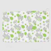 Patroon van olifanten, luifantennepalen - groen gr golfhanddoek (Horizontaal)